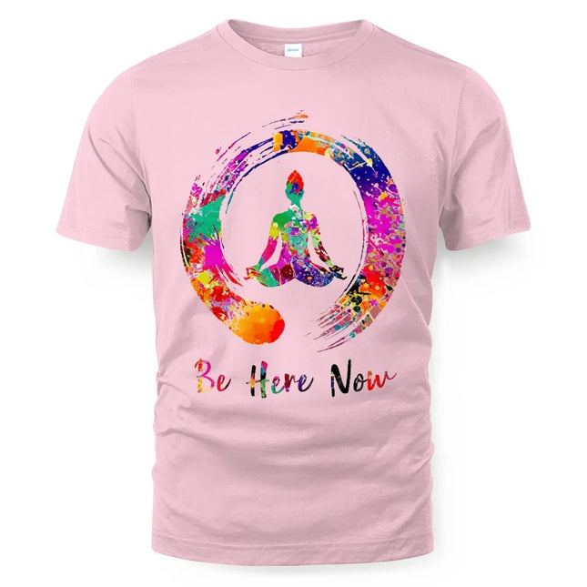 Be Here Now Yoga Pink T-Shirt