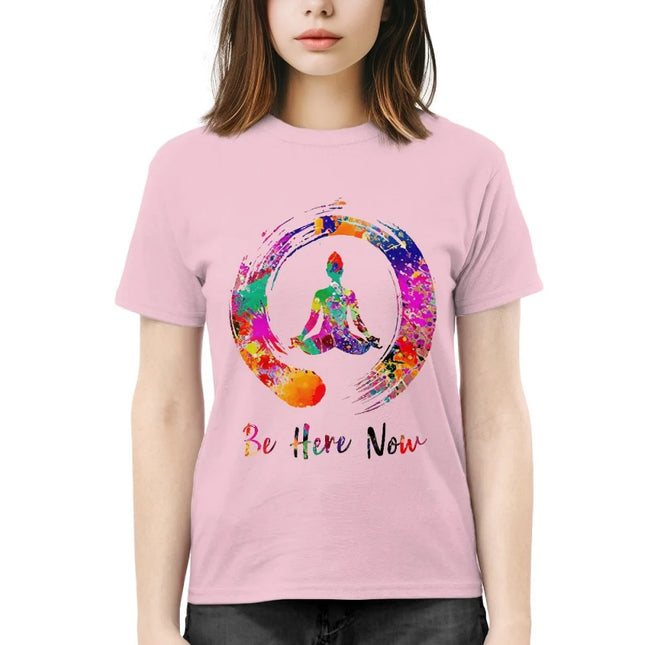 Be Here Now Yoga Pink T-Shirt
