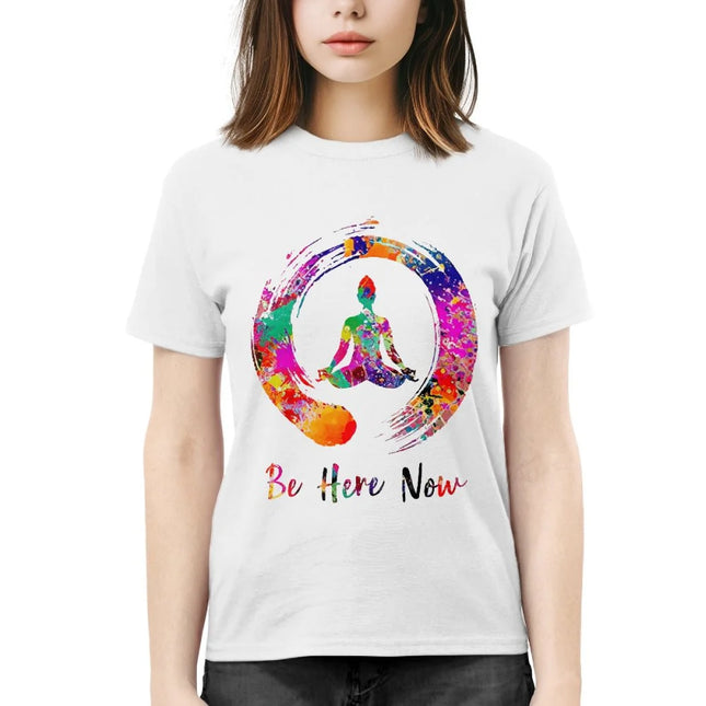 Be Here Now Yoga White T-Shirt