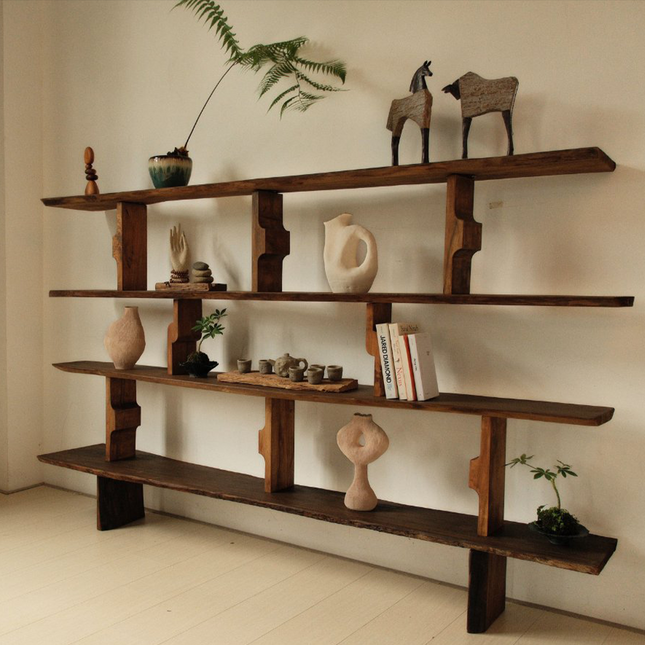 Natural Solid Wood Four Tier Bookcase KS03