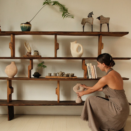 Natural Solid Wood Four Tier Bookcase KS03