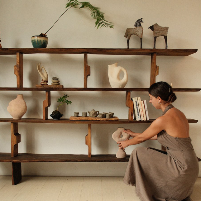 Natural Solid Wood Four Tier Bookcase KS03