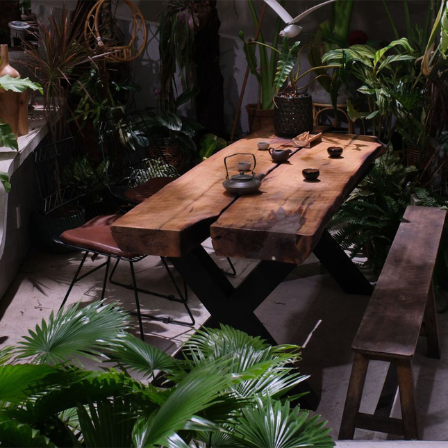 Natural Rustic Solid Wood Dining Table Set – Zen-Inspired Living | BA117