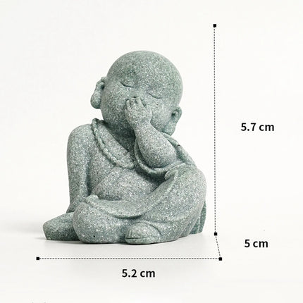 Baby Buddha Small Monks Miniature Tea Tray Statue Art Sculpture Decor Gift Hear See Speak No Evil Figurine Fengshui Ornament