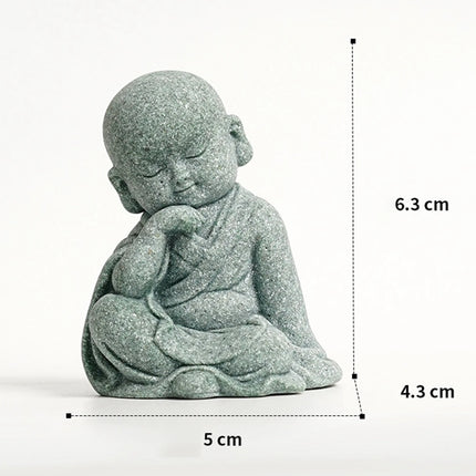 Baby Buddha Small Monks Miniature Tea Tray Statue Art Sculpture Decor Gift Hear See Speak No Evil Figurine Fengshui Ornament