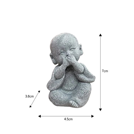 Baby Buddha Small Monks Miniature Tea Tray Statue Art Sculpture Decor Gift Hear See Speak No Evil Figurine Fengshui Ornament