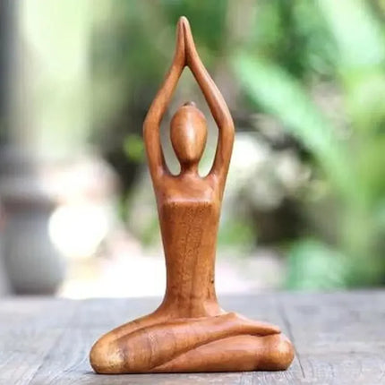 Yoga Girl Wood Carving Wooden Yoga Meditation Statue Handmade Wood Carving Yoga Pose Yoga Girl Home Decoration