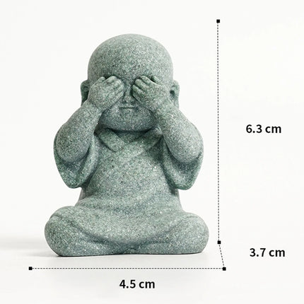 Baby Buddha Small Monks Miniature Tea Tray Statue Art Sculpture Decor Gift Hear See Speak No Evil Figurine Fengshui Ornament