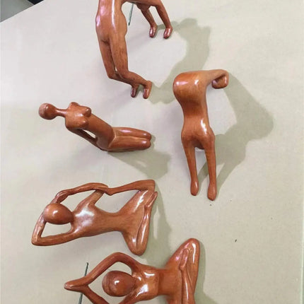 Yoga Girl Wood Carving Wooden Yoga Meditation Statue Handmade Wood Carving Yoga Pose Yoga Girl Home Decoration