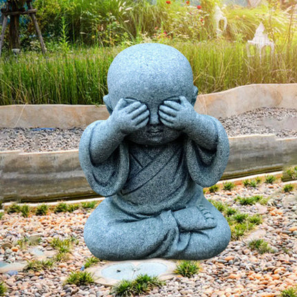 Baby Buddha Small Monks Miniature Tea Tray Statue Art Sculpture Decor Gift Hear See Speak No Evil Figurine Fengshui Ornament