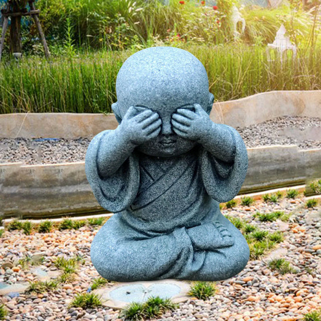 Baby Buddha Small Monks Miniature Tea Tray Statue Art Sculpture Decor Gift Hear See Speak No Evil Figurine Fengshui Ornament