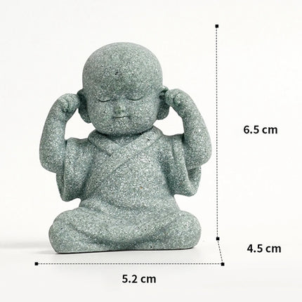 Baby Buddha Small Monks Miniature Tea Tray Statue Art Sculpture Decor Gift Hear See Speak No Evil Figurine Fengshui Ornament