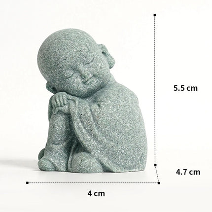 Baby Buddha Small Monks Miniature Tea Tray Statue Art Sculpture Decor Gift Hear See Speak No Evil Figurine Fengshui Ornament