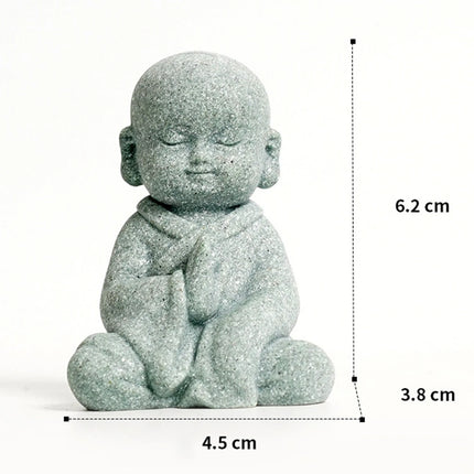 Baby Buddha Small Monks Miniature Tea Tray Statue Art Sculpture Decor Gift Hear See Speak No Evil Figurine Fengshui Ornament
