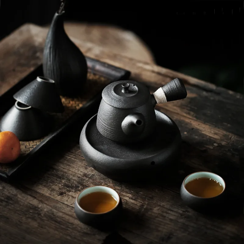 Black Ceramic Side Handle Teapot 175 Ml