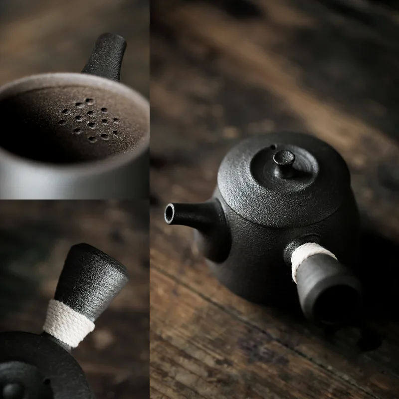 Black Ceramic Side Handle Teapot 175 Ml