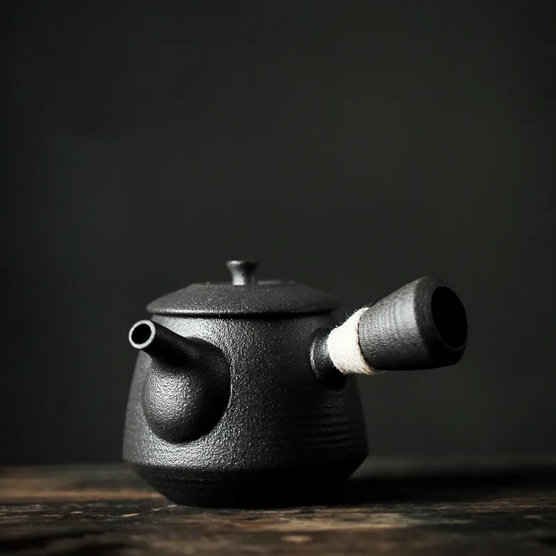 Black Ceramic Side Handle Teapot 175 Ml