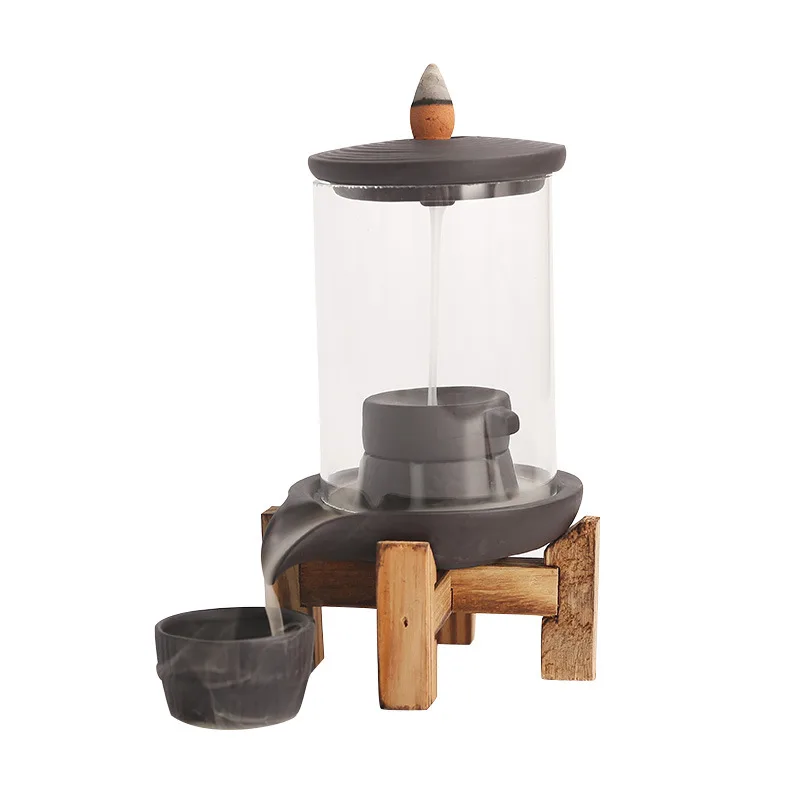 Ceramic Backflow Incense Burner With Glass Cover