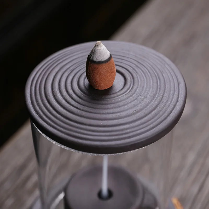 Ceramic Backflow Incense Burner With Glass Cover