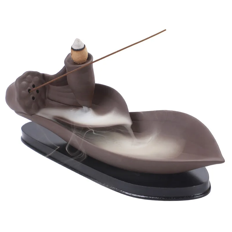 Clay Leaf Backflow Incense Burner And Stick Holder
