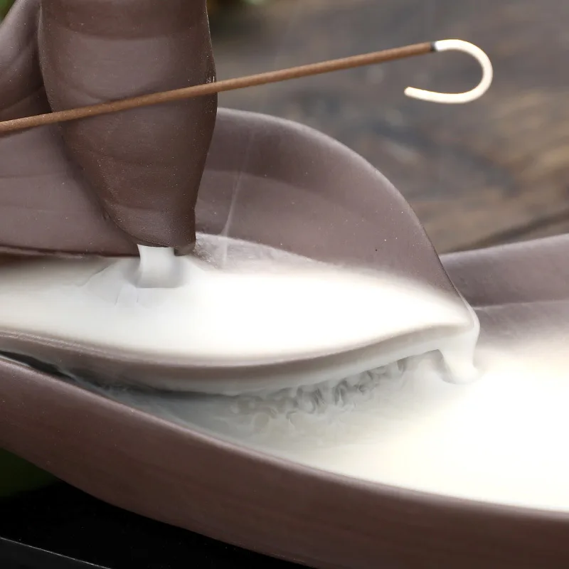 Clay Leaf Backflow Incense Burner And Stick Holder