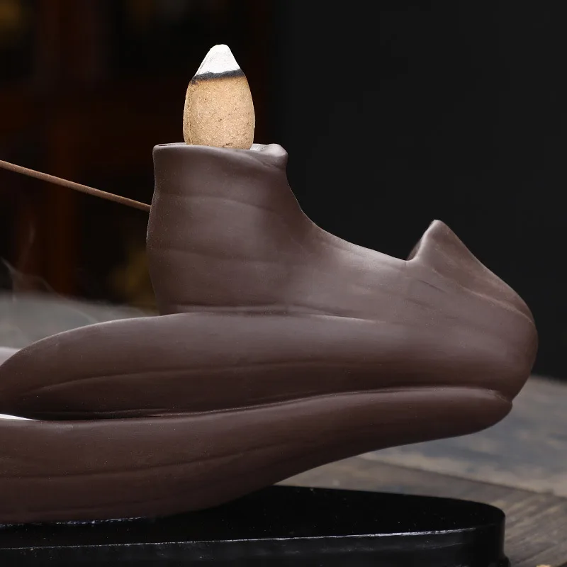 Clay Leaf Backflow Incense Burner And Stick Holder