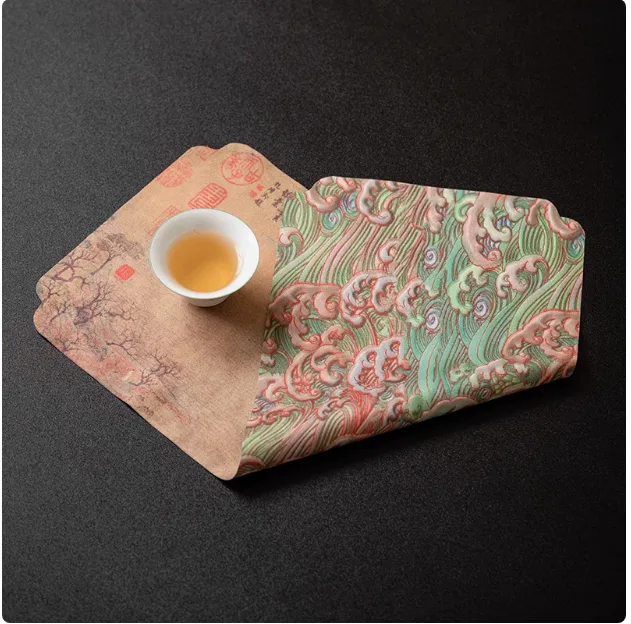 Double Sided Linen Tea Mat With Peach Blossom Print