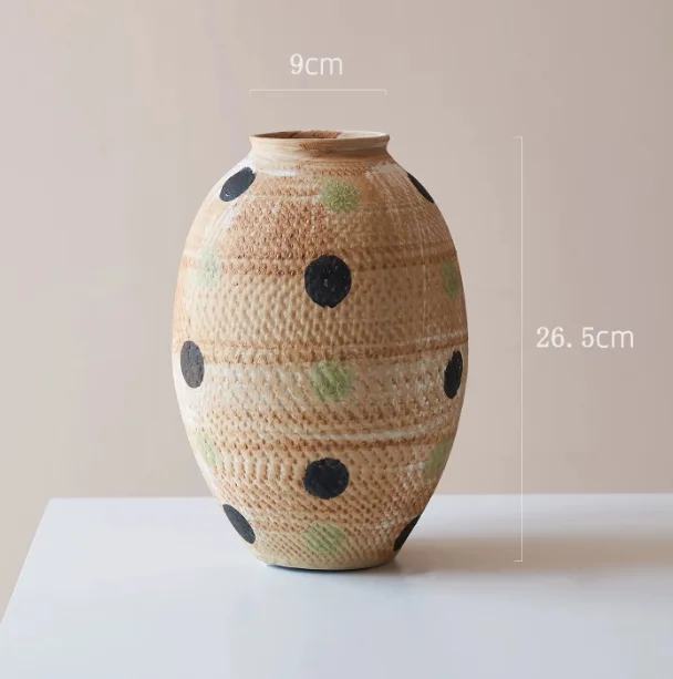 Hand Painted Polka Dot Ceramic Vase