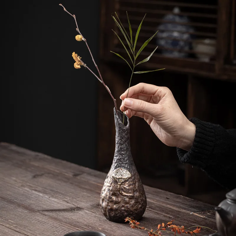 Iron Glaze Stoneware Bud Vase