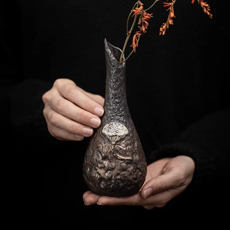 Iron Glaze Stoneware Bud Vase