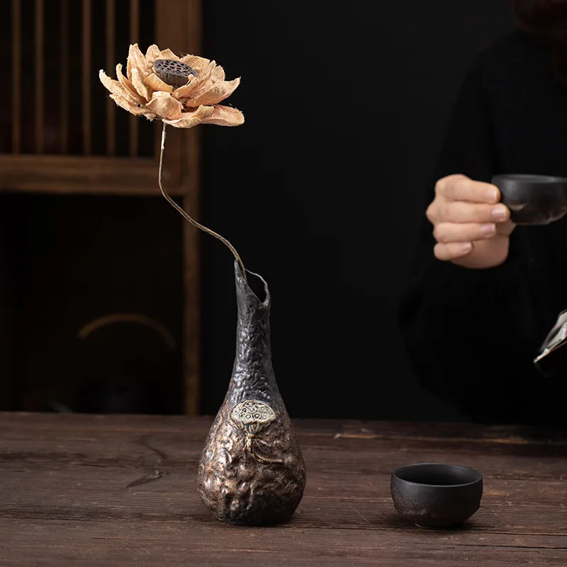 Iron Glaze Stoneware Bud Vase