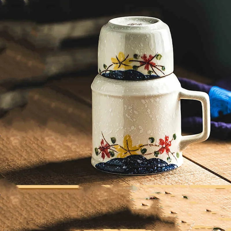 Japanese Style Ceramic Pot And Cup Set Hand Painted