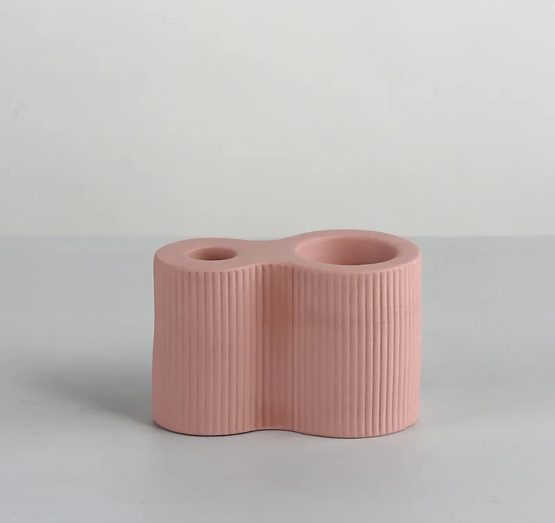 Ribbed Double Ceramic Candle Holder