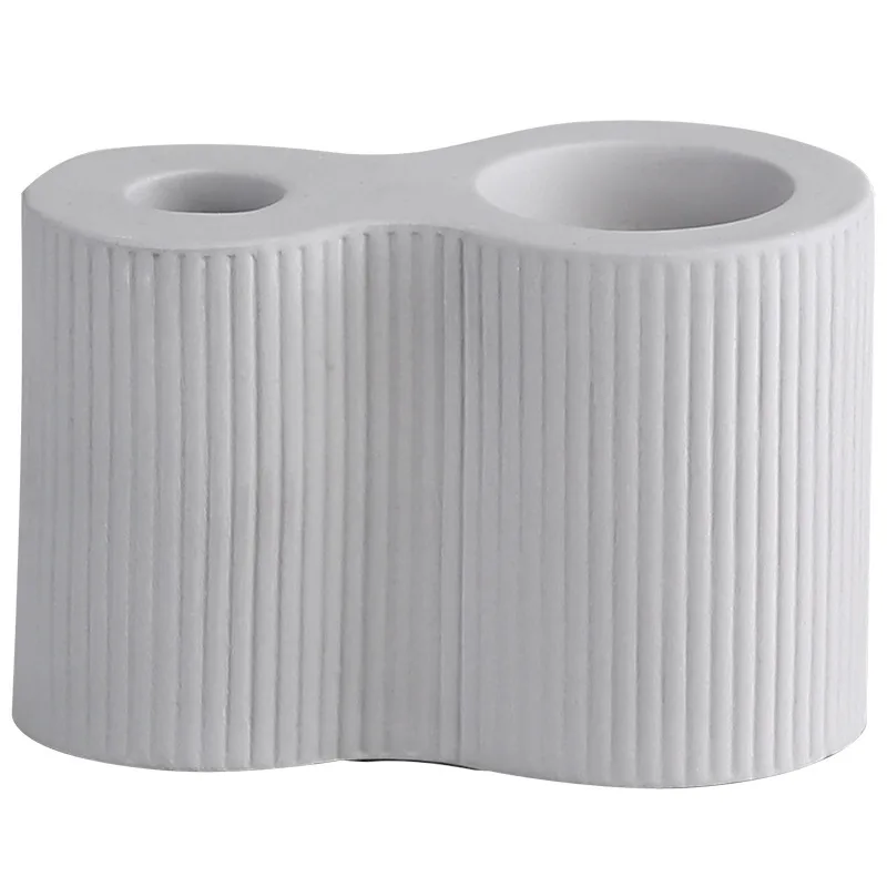 Ribbed Double Ceramic Candle Holder