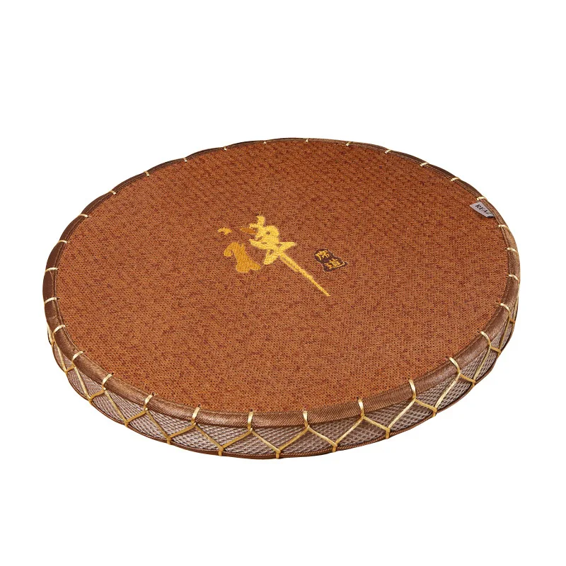 Round Straw Zabuton Floor Cushion For Meditation 45 Cm