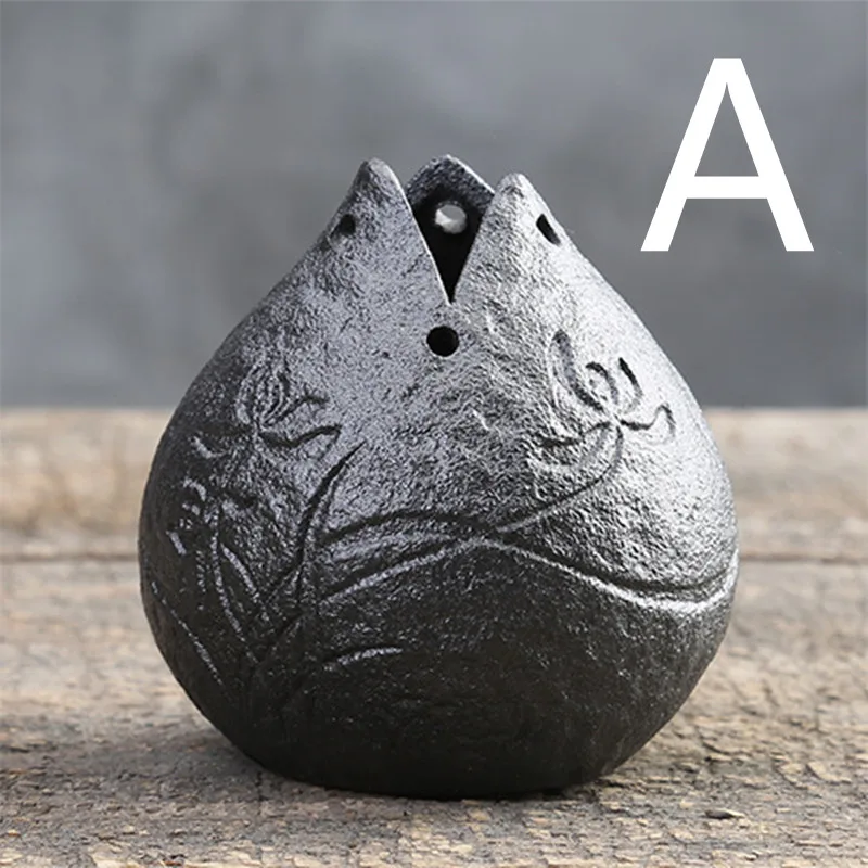 Small Handmade Stoneware Bud Vase Textured Black