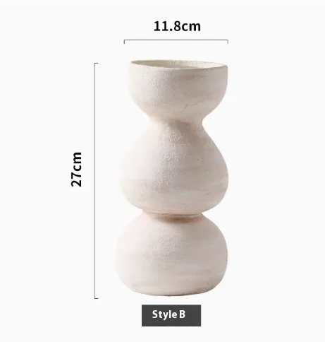 Stacked Pebble Ceramic Vase In Ivory