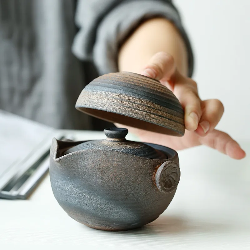 Stoneware Travel Tea Set One Pot And One Cup