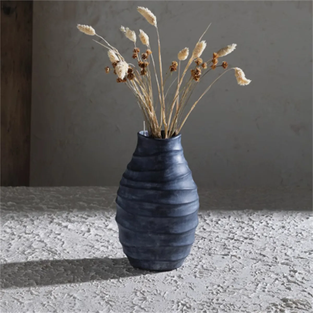 Textured Stoneware Look Ceramic Vase Black Or White