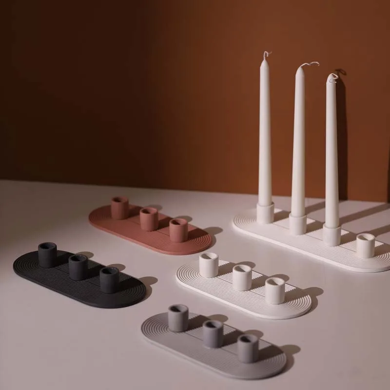 Three Candle Ceramic Taper Holder