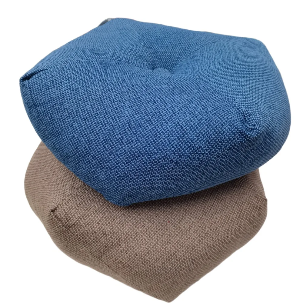 Tufted Square Floor Pouf Cushion Linen Look