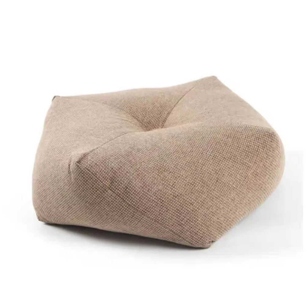 Tufted Square Floor Pouf Cushion Linen Look