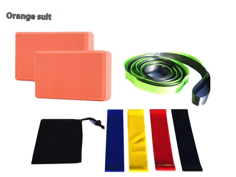 Yoga Block And Stretch Strap Set With Storage Bag