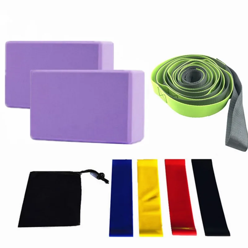 Yoga Block And Stretch Strap Set With Storage Bag